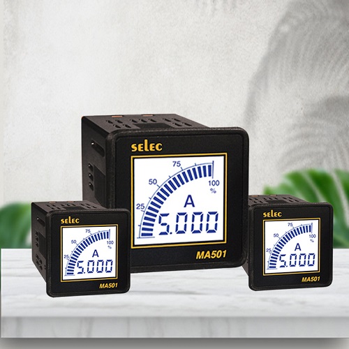 Selec MA201(72x72) Đồng hồ tủ điện dạng LCD đo dòng điện AC có % tải